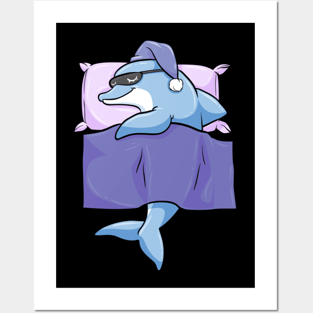 Dolphin at sleeping with duvet and pillow Wall Art by Markus Schnabel